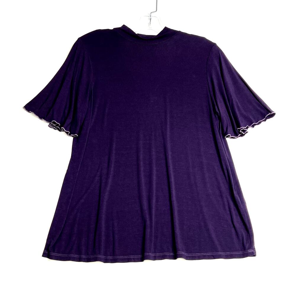 Anthropologie Michael Stars Mock Neck Top Purple Womens OS Flounce Sleeve